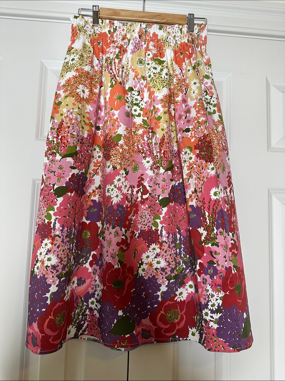 Tuckernuck Cece Cotton floral midi skirt elastic waist Size L - Picture 4 of 6